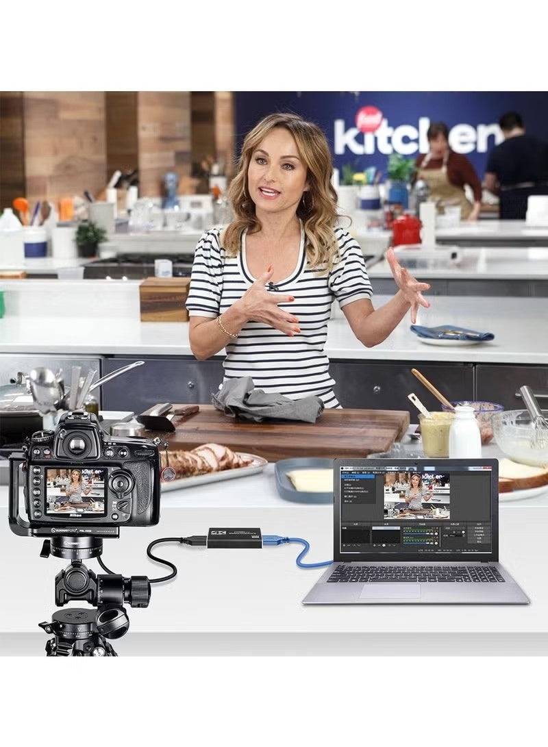 4K HDMI Capture Card for Streaming, Full HD 1080P 60FPS USB Cam Link Game Audio Video Capture Card Nintendo Switch/PS5/3ds/Xbox/PS4 (Black) - Image 2